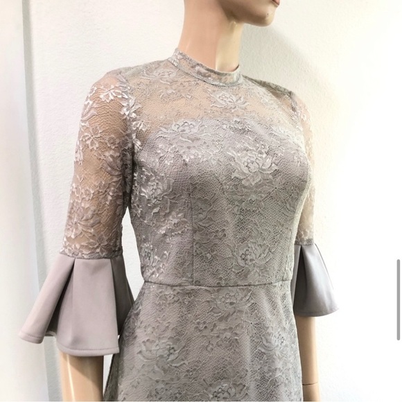 Chi Chi London Tulle Lace Prom Midi Dress - Grey - Picture 11 of 16